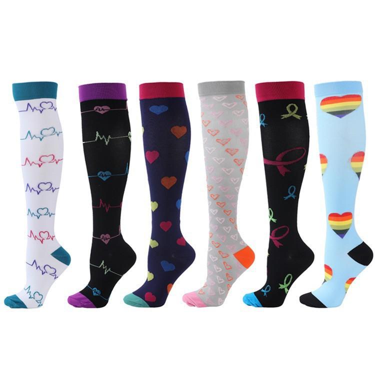 6 PAAR Kompressionssocken für Männer Frauen Laufen Krankenschwesternsocken Krankenschwestern Sport Damen Dame Damen Laufen Blumen Tier Frucht