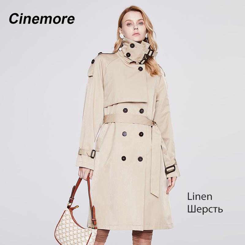 Cinemore Jachetă de vânt pentru femei, nou 2022, ocazional, la modă dublu, cu guler răsturnat, cu mânecă întreagă, haină elegantă pentru femei 92322