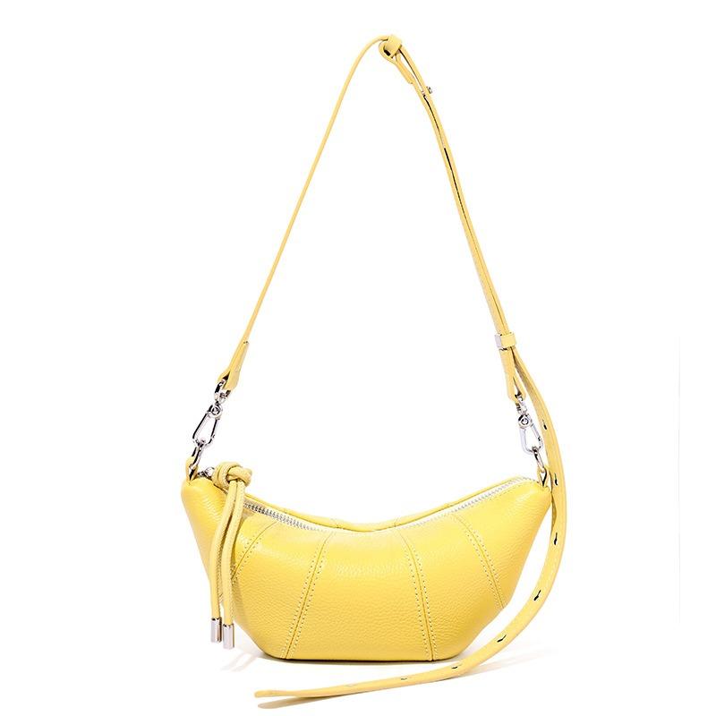 Hot-selling Women's Bags New First-layer Cowhide Dumpling Bags Niche Design Croissants Fashionable and Simple Shoulder Bags Women