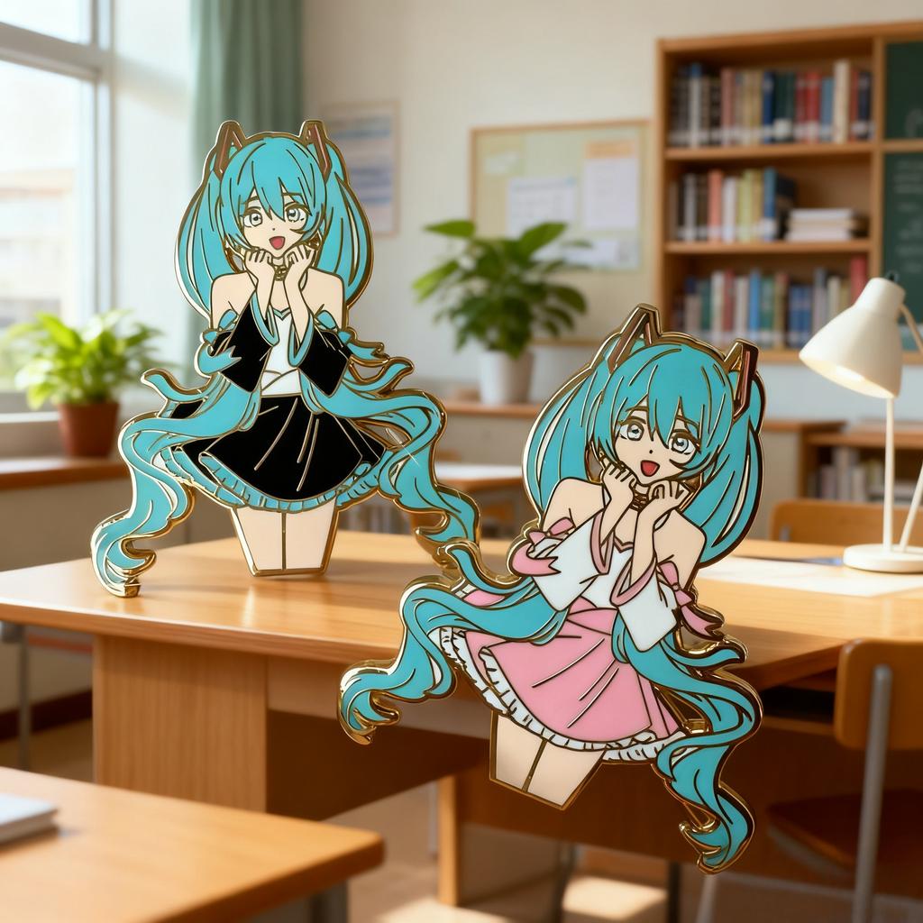 Netoxická Anime Brož s Motivem Hatsune Miku Virtuální Idol První Zvuk Kovový Odznak Japonské Roztomilé Školní Tašky Doplňky
