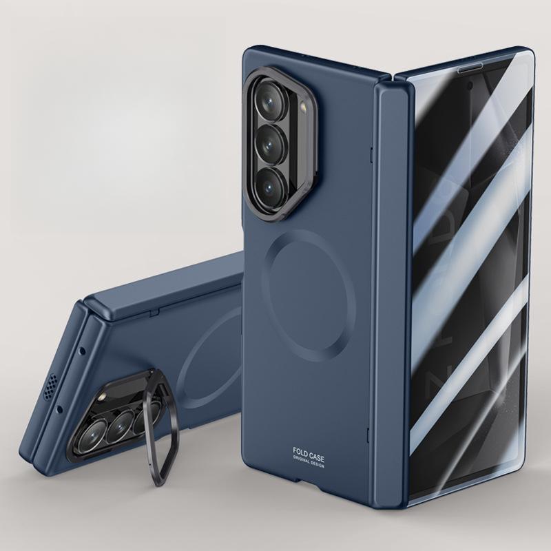 Suitable for Samsung Zflod6 Mobile Phone Case Film Integrated Skin Feeling Zfold6 Folding Magnetic Bracket Anti-fall Central Shaft Case