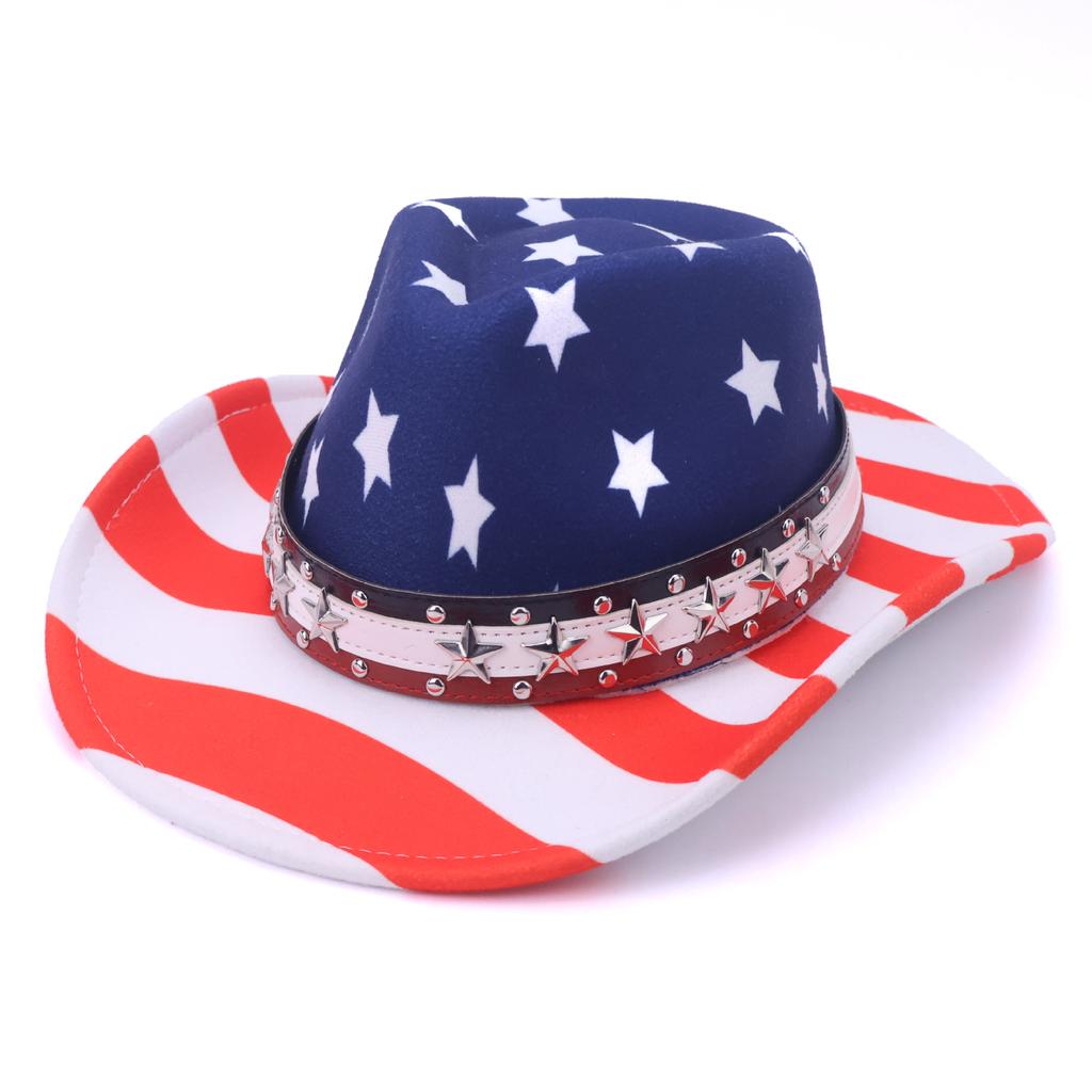 New American Flag Western Cowboy Hat Water Top Hat Personalized Prairie Star Jazz Hat
