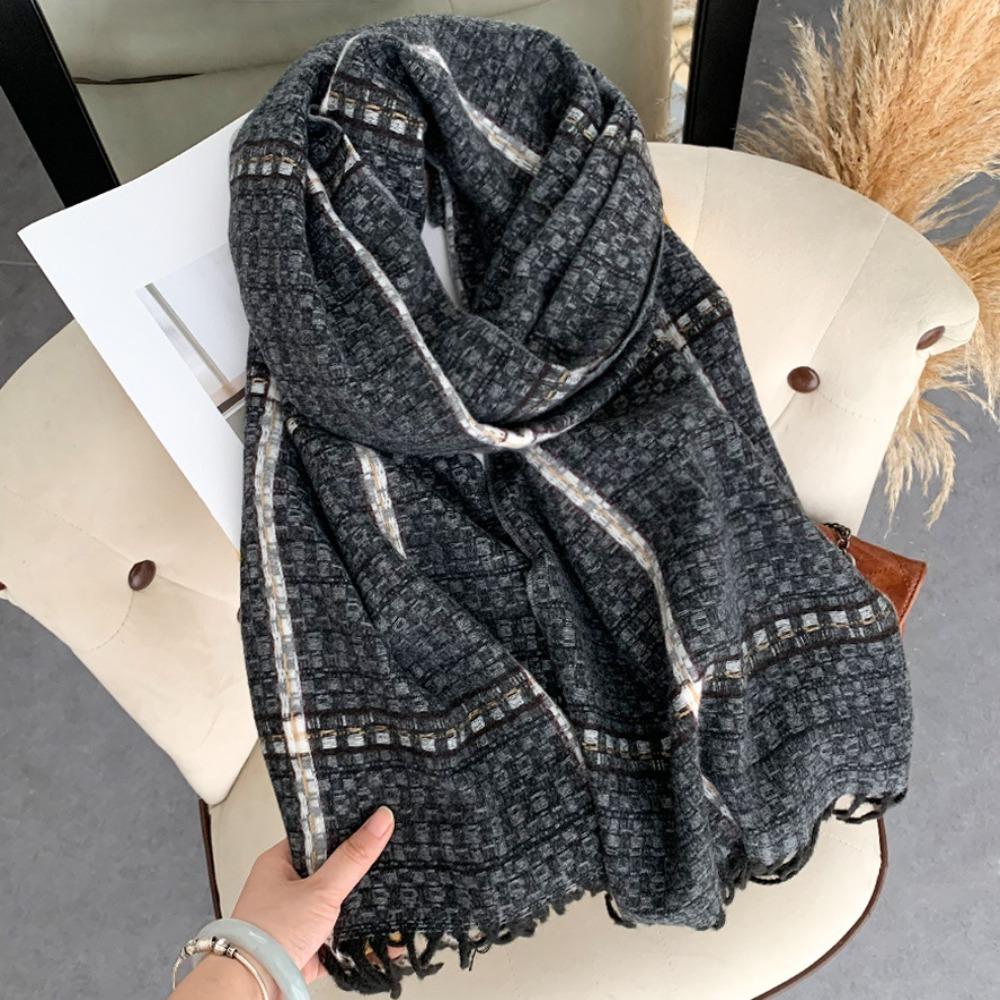 Warm Soft Scarf Plaid Print Women Shawl New Mohair Wool Scarf Women