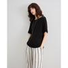 Women's Elegant Wool Blend Short-Sleeve Tee with Lace Trim