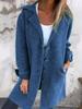 2024 Women's Solid Color Cardigan Coat - Turn-Down Collar, Pockets, Single-Breasted, Mid-Length (Autumn/Winter)