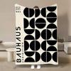 Bauhaus Geometric Exhibition Throw Blanket, Soft Cozy Flannel Blanket for Couch Sofa Bed, Mid-Century Modern Art Lover Gift