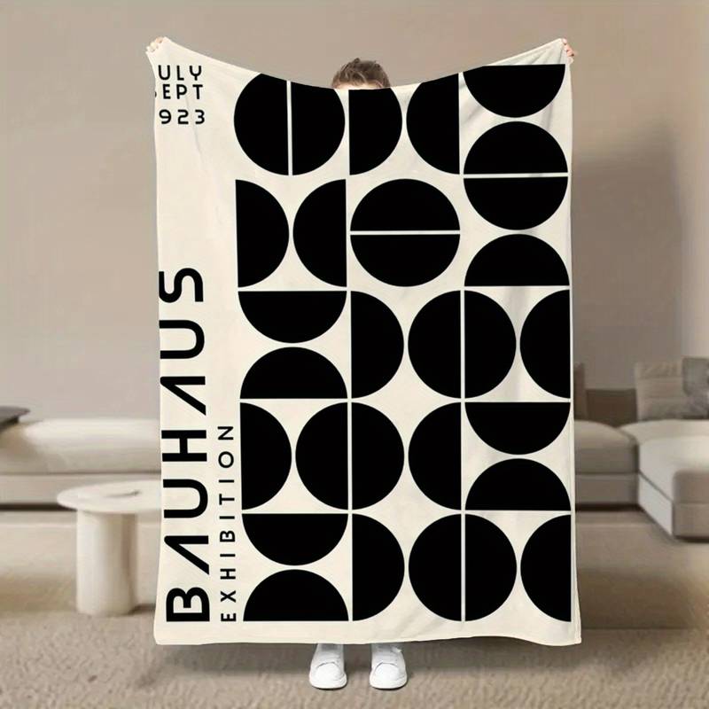 

Bauhaus Geometric Exhibition Throw Blanket, Soft Cozy Flannel Blanket for Couch Sofa Bed, Mid-Century Modern Art Lover Gift 130x150cm