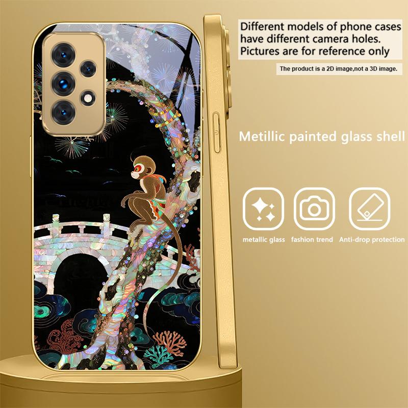 

Fantasy Rainbow Pine For Samsung A 31 32 A33 A34 35 14 A15 13 A16 25 26 50 52 53 54 55 56 70 71 72 73 Golden glass phone case Galaxy A21s