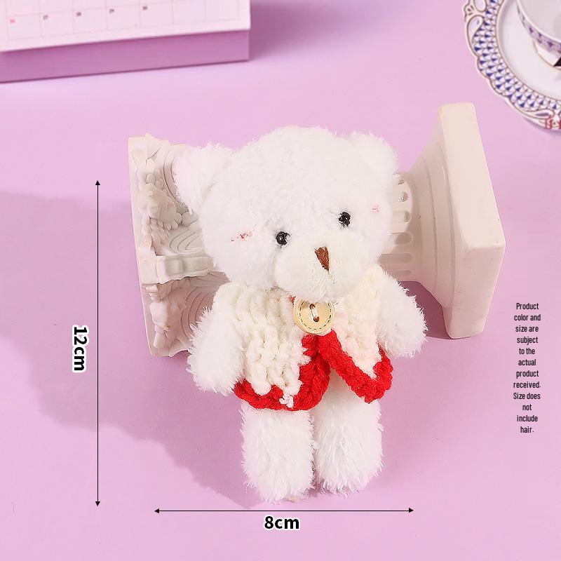 Blush Bear Plush Vest Keychain - Cute Teddy Backpack Charm Gift