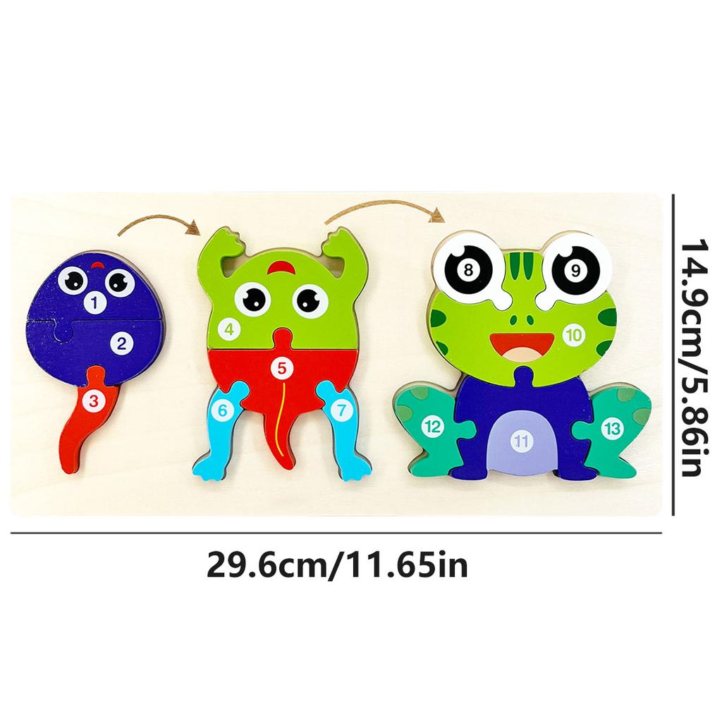 1pc Cartoon Dinosaurs Animals Grow Change 3D Puzzles Wooden Jigsaw Intellectual Games Kids Montessori Educational Toys Children