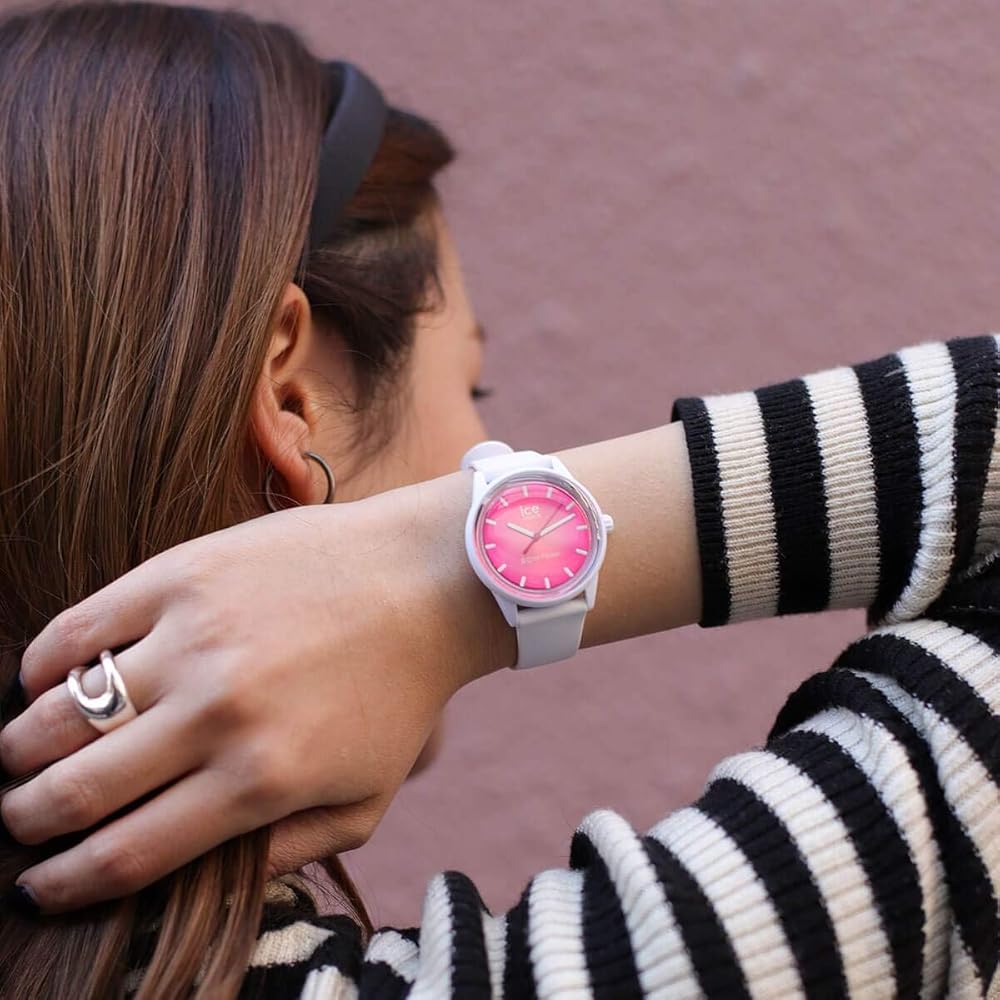 Ice-Watch Solar Power Women's Watch Coral Leaf Small Silicone Strap 019031