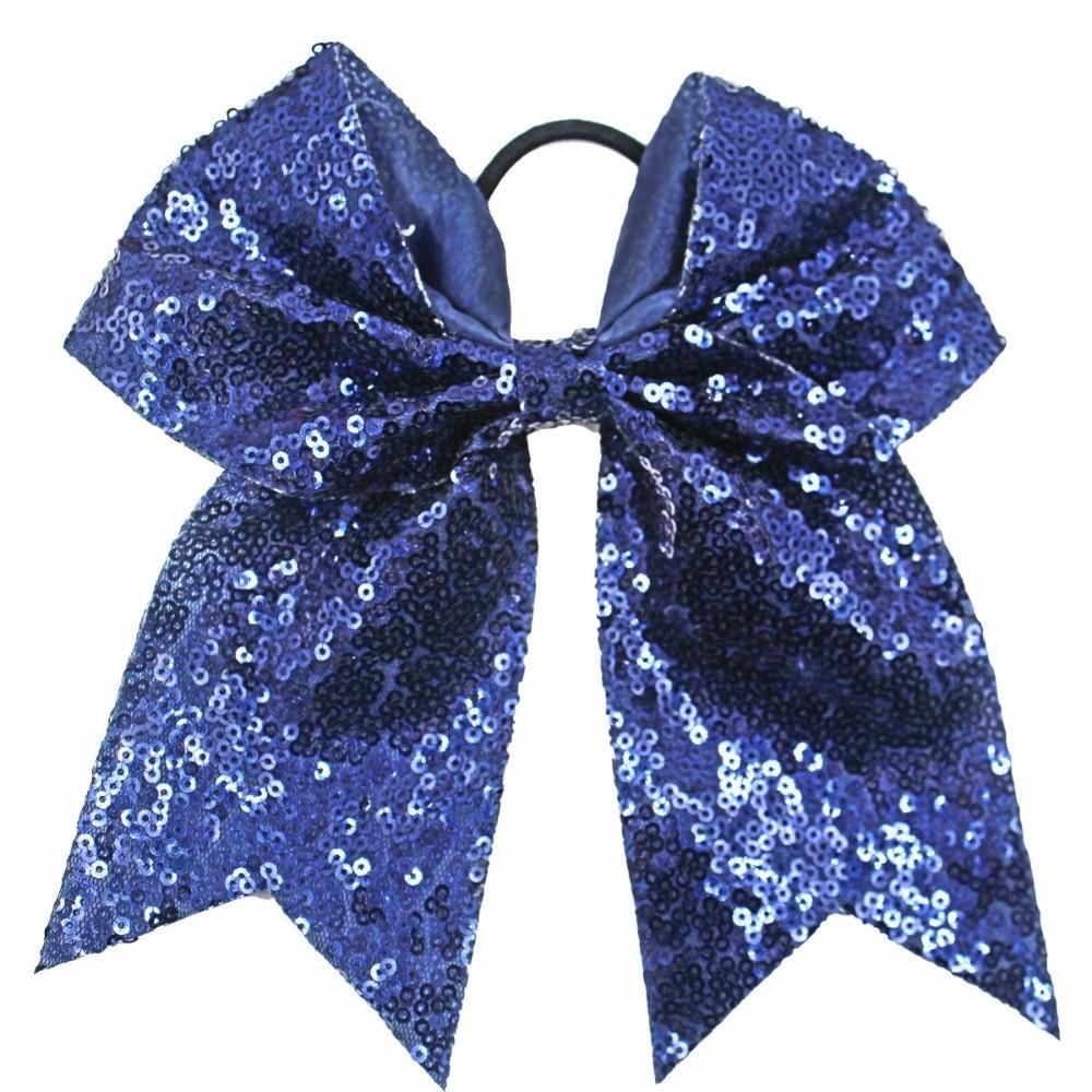 Large Size Sparkly Glitter Bows Shiny Sequins Dovetail Bow Sequins Hair Bows Elastic Hair Ties Pigtail Bows For Kid Girls