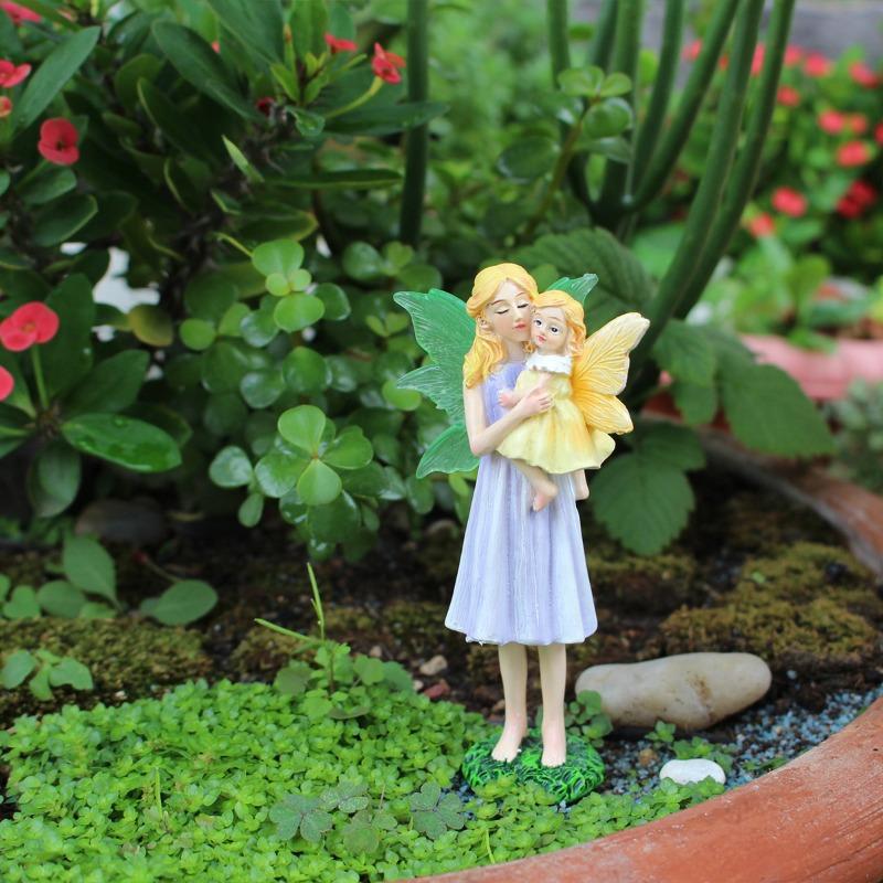 Mother and Daughter Flower Fairy Resin Ornament Creative Outdoor Courtyard Lawn Micro Landscape Flower Pot Decoration Ornament