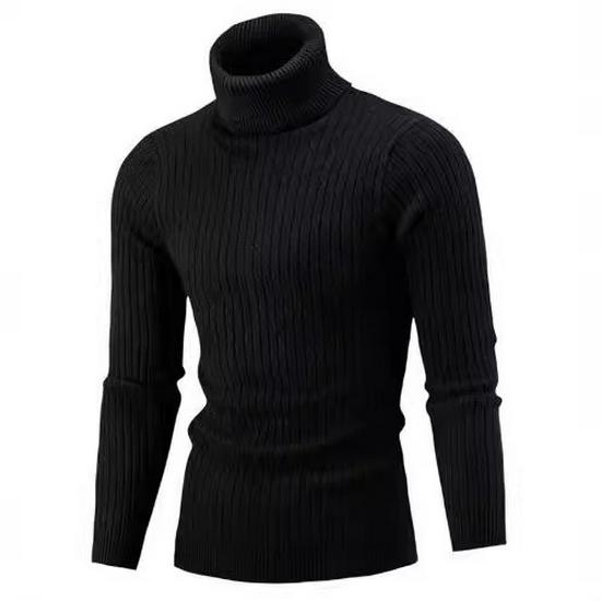 Men's Autumn/Winter 2025 High Neck Solid Color Cable Knit Sweater Pullover