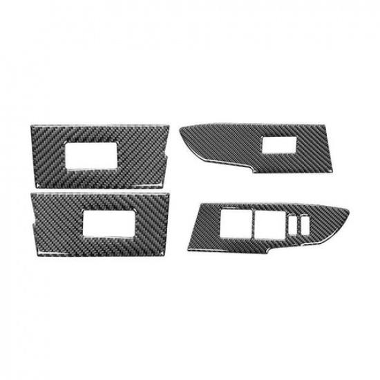 4Pcs Carbon Fiber Window Lift Switch Panel Cover Trim For Toyota Corolla 2014-18