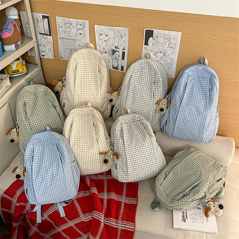 Plaid Women's College Style Backpack Large Capacity Junior Senior High School Student Schoolbag