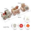 Kids Wooden Rail Train Toy Children Assembled Building Block Toy Newborns Early Educational Aid Toys Montessori Finger Fine Game