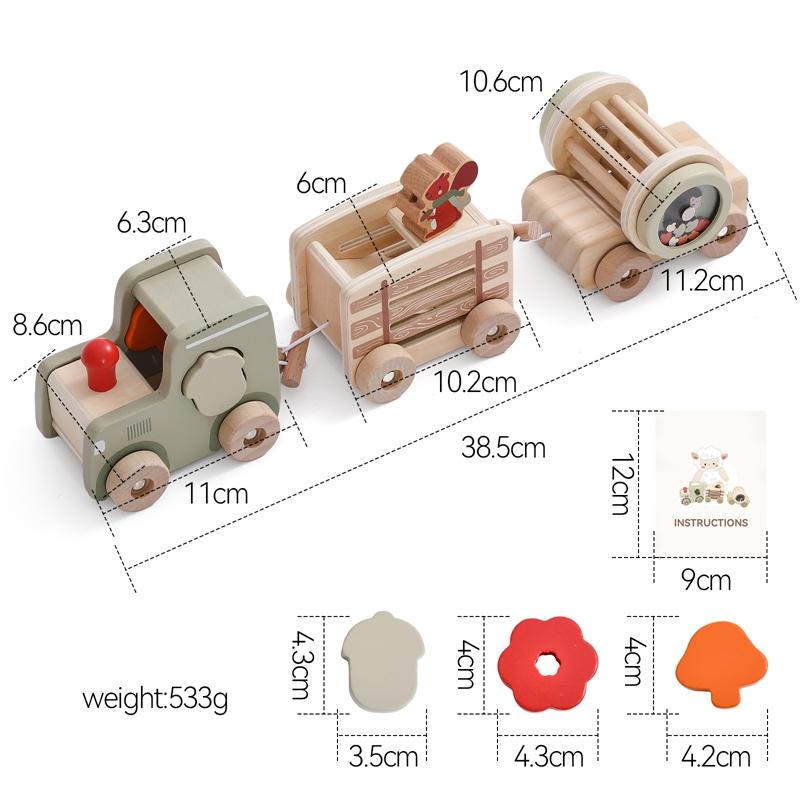 Kids Wooden Rail Train Toy Children Assembled Building Block Toy Newborns Early Educational Aid Toys Montessori Finger Fine Game