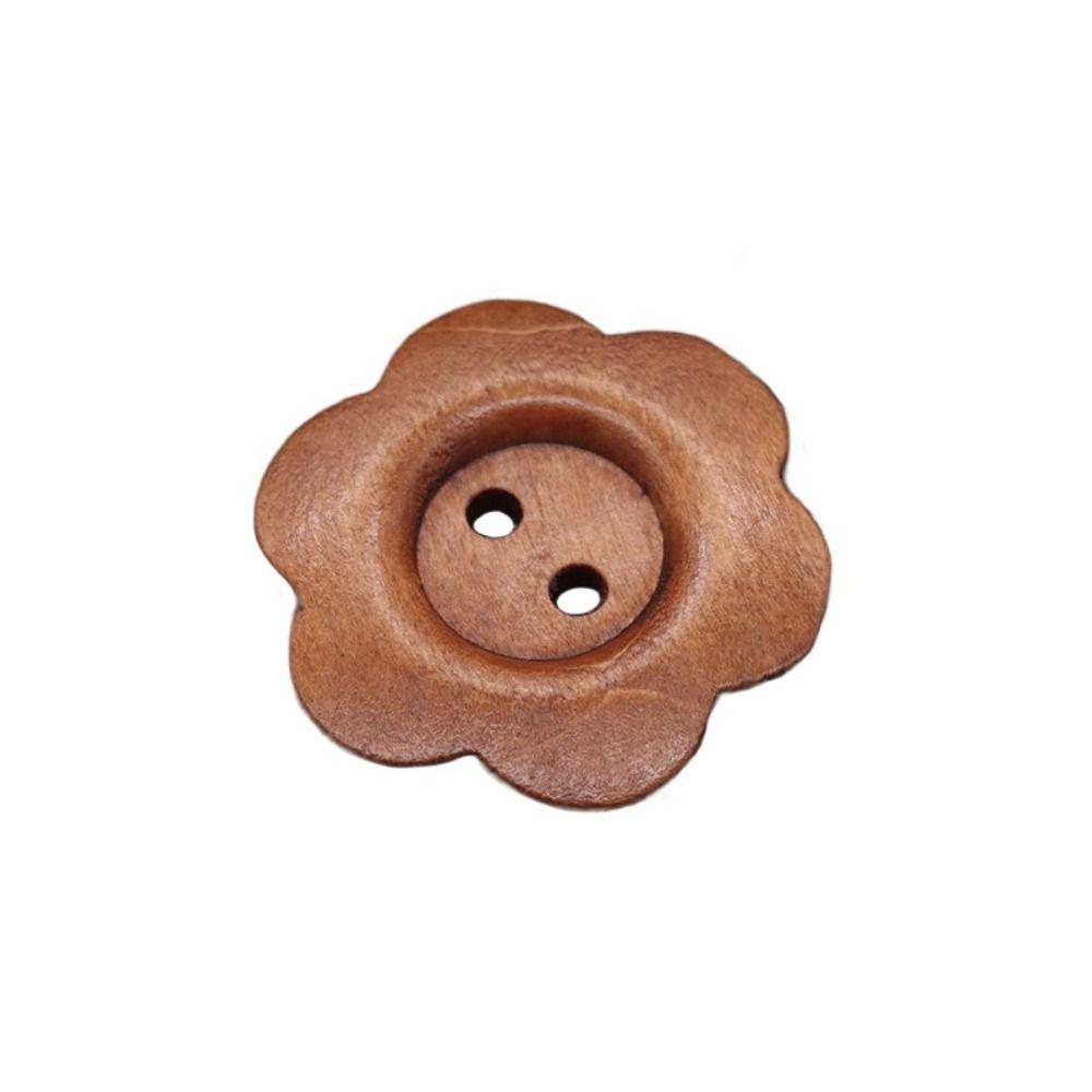 50PCS Round Clothing Button Flower Shaped Sewing Button Overcoat Wood Buttons  Clothing Sewing