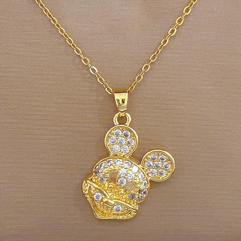 

Full Diamond Mouse Light Luxury Temperament Gorgeous Full Diamond Necklace Female Versatile Collarbone Chain Titanium Steel Chain