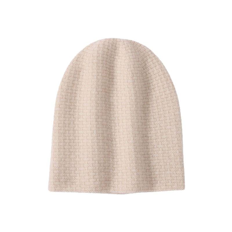 [One-line Forming] Cashmere Thickened Double-layer Double-sided Warm-keeping Knitted Solid-color Men's and Women's Cashmere Hats Are In Stock.