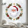 Waterproof PVC Ornaments Christmas Window Clings Cute Santa Claus Wreath Sticker Cartoon Holiday Glass Decals Static Decal for Office Shop