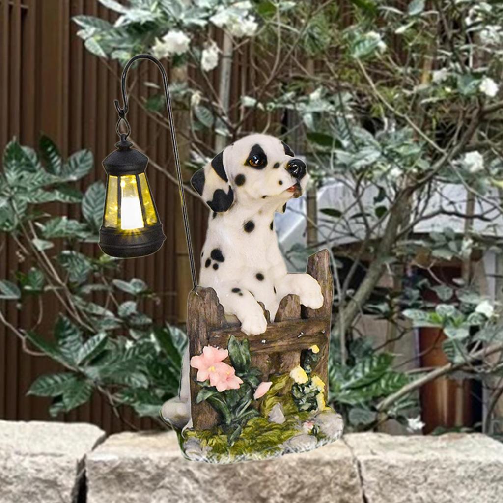 Solar Garden Statue Dog Figurine Decorative Sculpture Outdoor Figurine Light for Patio Porch Outside Backyard Home Decoration