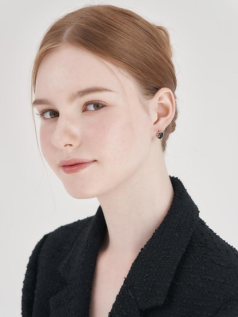 [ELLE Jewelry] 14K GF Black Jet Seahorse One-Touch Earrings ELGPEE547