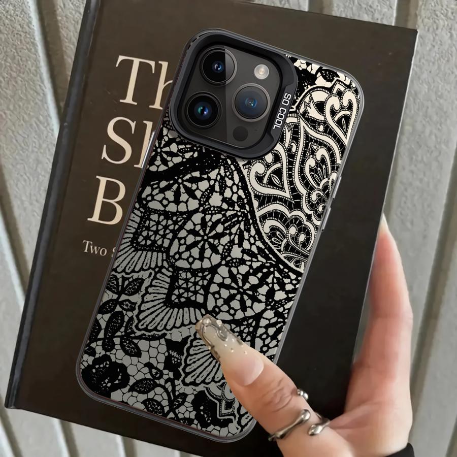 Fashion Black Lace Case for iPhone 17 Pro Max 13 Pro Air XR 12 XS 16 15 Plus 14 11 Back Phone Cover