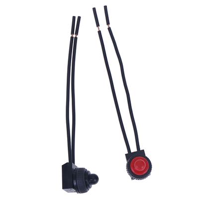 220V Waterproof Push Button On-Off Switch With 4" Lead Wire Black