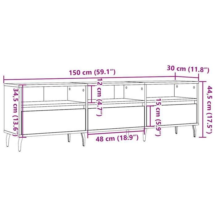 VidaXL Meuble TV vieux bois 150x30x44,5 cm bois d'ingénierie, banc TV, meuble télé, meuble multimédia, buffet TV, meuble 857191