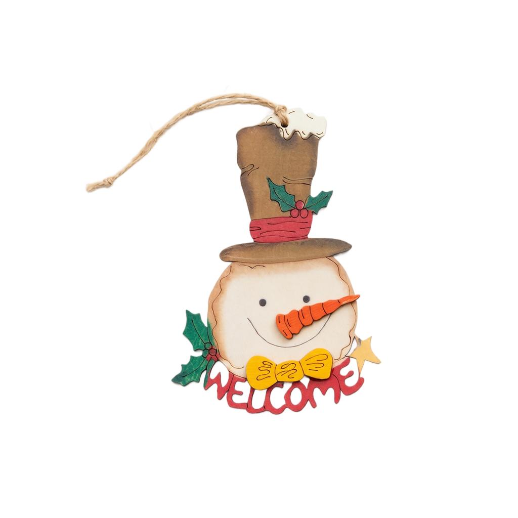 12 Pack Wooden Christmas Ornaments, Hand-Painted Snowman Hanging Decorations for Christmas Tree