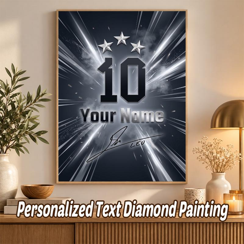 Lionel Messi Custom Name Text 5D Diamond Painting Kit DIY Full Drill Diamond Art Decoration