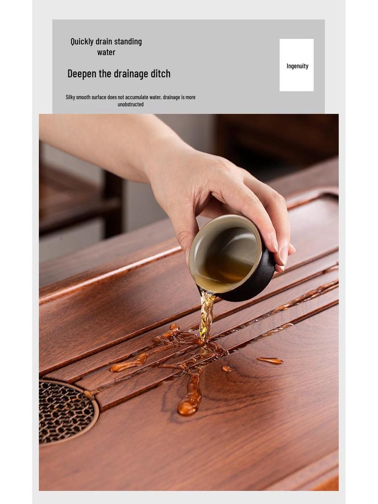 Rosewood Solid Wood Tea Tray - Elegant Chinese Tea Table & Brewing Set