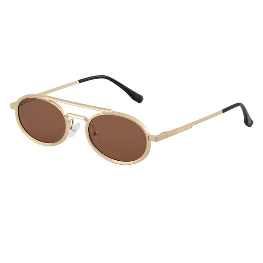 Small Frame Oval Sunglasses Double Beam Steampunk Sunglasses Punk UV400 Sun Glasses  Unisex