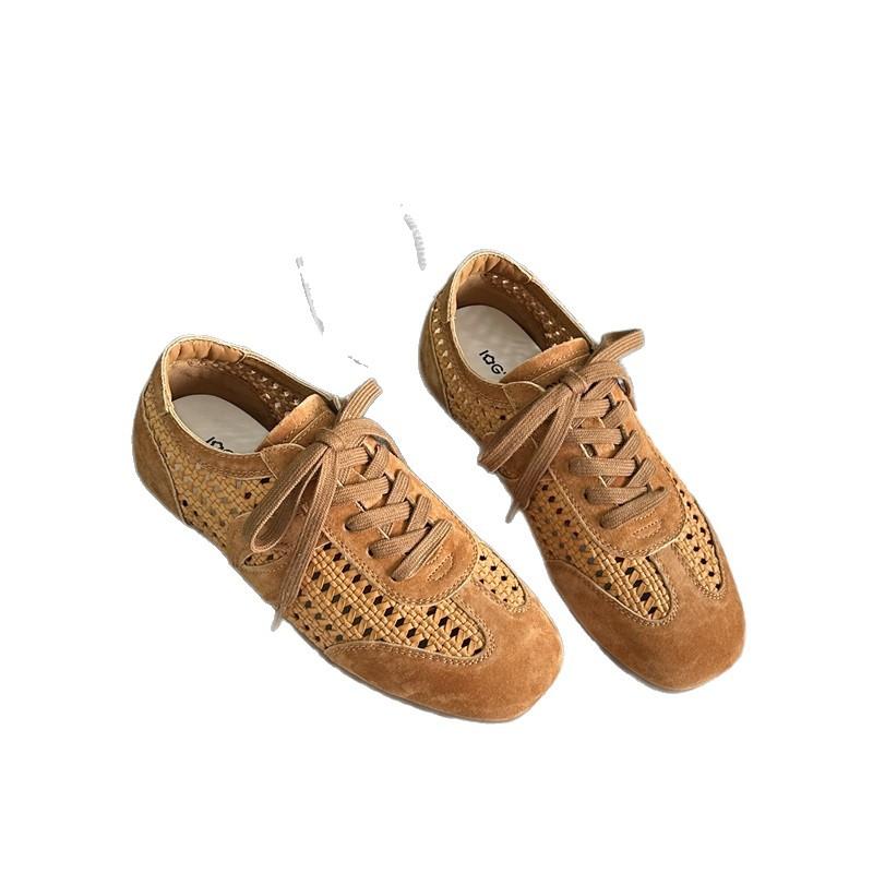 2025 summer new mesh breathable soft sole versatile Forrest Gump shoes women's retro soft leather casual sports training shoes