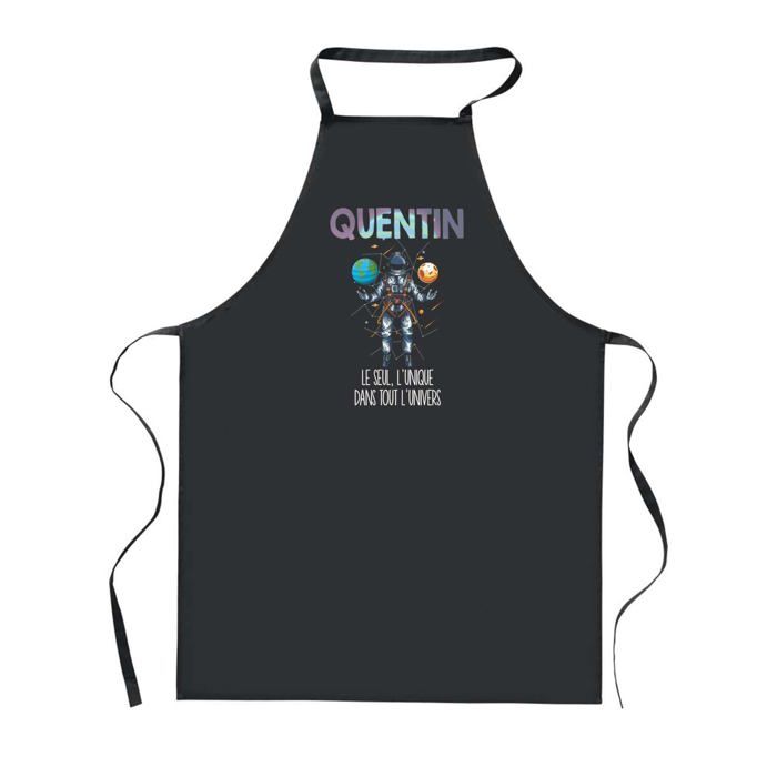 Tablier de cuisine - PLANETEE - Quentin Unique dans l'Univers - Noir - Motif breton - 90x60 cm