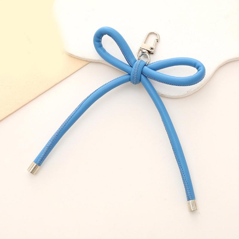 Fashionable Grunge PU Leather Bowknot Keychain Vintage Styles Bag Pendant Accessory for Korean Fashion Enthusiasts