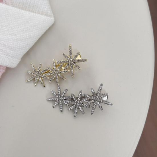 Decorative Hairpin, Rhinestones Eight-Pointed Star Design Hair Clip, No Damage Side Bang Hair Pin, Versatile Style Hair Accessory