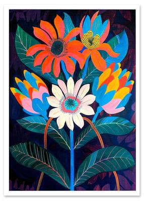 Poster bunte Blumen Illustration