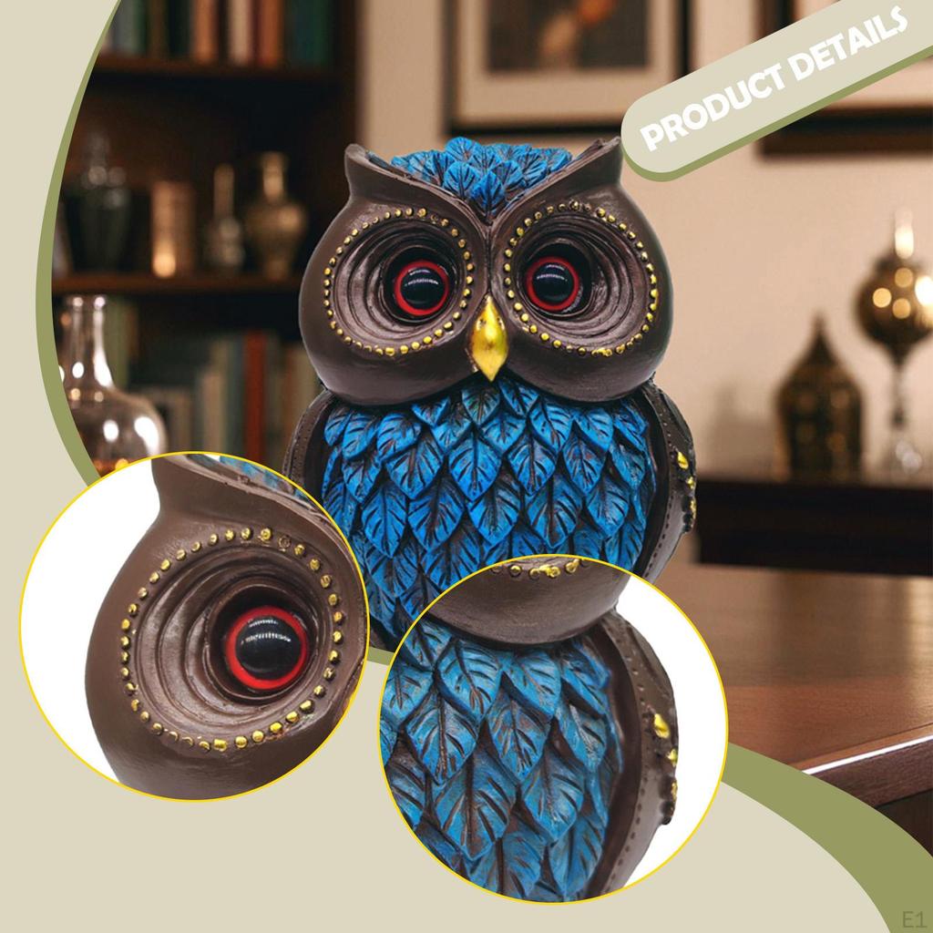 Owl Statue Animal Figurine Sculpture Ornament for Office Desktop Cabinet