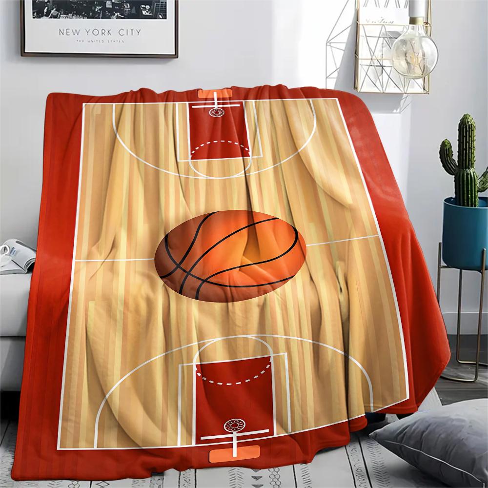 1Pc Basketball Soccer Print Flannel Blanket, High Quality Comfortable for All Seasons, Home Decor, Warmth and Comfort, Perfect for Christmas Gifts