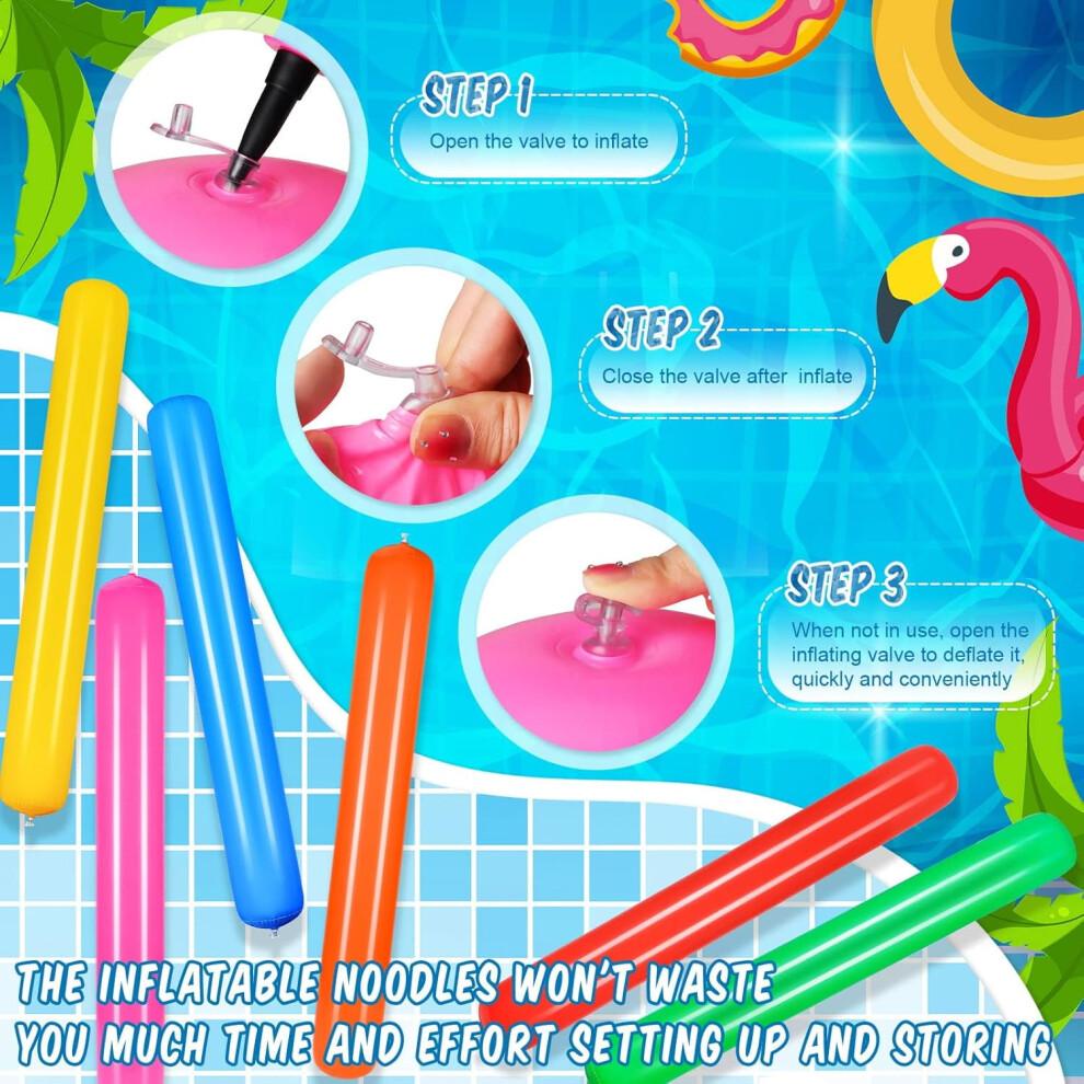 Set mit 6 aufblasbaren Poolnudeln von 105 cm (41,3 Zoll), Bunte PVC-Schwimmkörper für Erwachsene – Ideal für Pool, Strand, See und