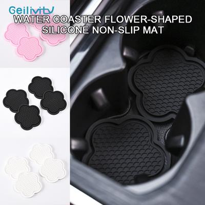 1 Paar Florale Silikon Anti-Rutsch Auto Getränkehalter Untersetzer Hitzebeständig, Kreatives Autoinnenzubehör