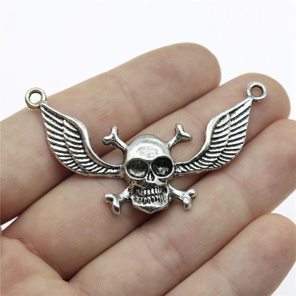 2 Stück Anhänger Totenkopf DIY Schmuckzubehör Für Schmuckherstellung Antik Silber Farbe Todes Totenkopf Anhänger Blumen Totenkopf Anhänger
