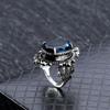 Vintage 925 Sterling Silver Oval Blue Topaz Ring for Women Elegant European Style Jewelry