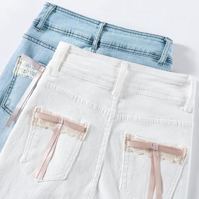 GMXIA Modne damskie spodnie i spodnie capri z wysokim stanem, na co dzień w jednolitym kolorze