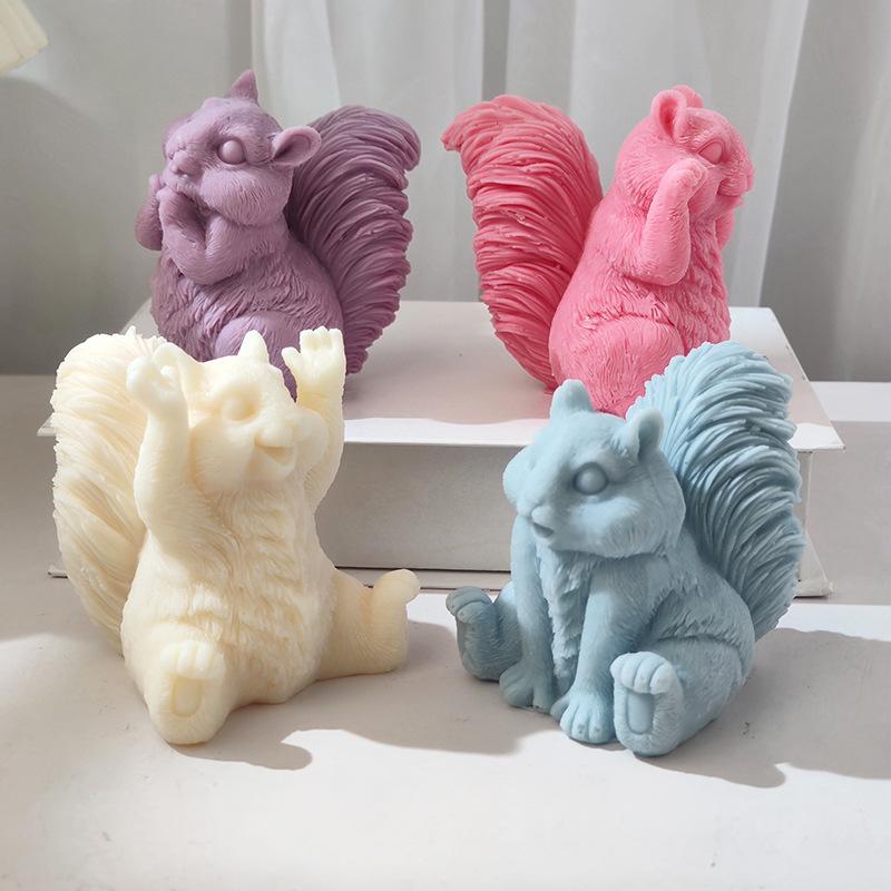 3D DIY Cute Squirrel Silicone Candle Mold Animal Soy Wax Silicone Mould Animals Lover Home Decor Gift