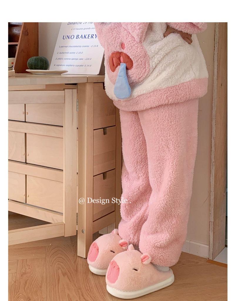 Women's Cute Cartoon Capybara Cotton Slippers - Warm Winter Plush Home Wear