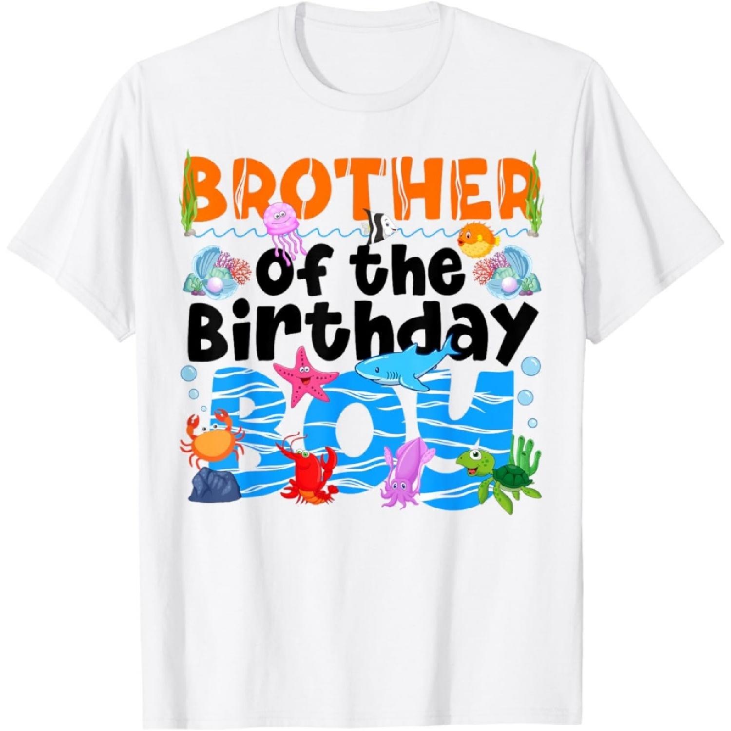 Брат ПодВодой День Рождения Мальчик Океан Морские Животные Тематическая Футболка S
